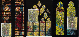France 2002 Y&T 3498. 3 Cartes Maximum. Détail De La Création, Vitrail De Marc Chagall, Cathédrale De Metz - Judaísmo