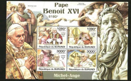 Burundi 2011 Pope Benedict XVI Michelangelo Painting,MS MNH - Unused Stamps