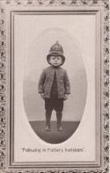 Boy Policeman Following In Fathers Footsteps Antique Police Postcard - Police - Gendarmerie