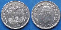 ECUADOR - 1 Sucre 1974 KM# 78b Decimal Coinage (1872-1999) - Edelweiss Coins - Ecuador