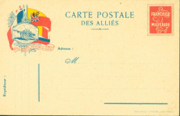 Guerre 14 Carte Postale Des Alliés Drapeaux Franchise Militaire Fausse Semeuse CP FM Le Droit Vaincra La Force - WW I