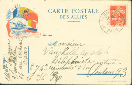 Guerre 14 Carte Postale Des Alliés Drapeaux Franchise Militaire Fausse Semeuse CP FM Le Droit Vaincra La Force - Guerre De 1914-18