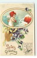 N°17574 - Carte Gaufrée - Clapsaddle -  Love's Greeting - Cupidon Sous La Neige - San Valentino