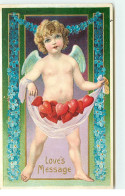 N°17573 - Carte Gaufrée - Love's Message - Ange Apportant Des Coeurs - Saint-Valentin