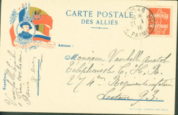 Guerre 14 Carte Postale Des Alliés Drapeaux Franchise Militaire Fausse Semeuse CP FM Le Droit Vaincra La Force - Guerre De 1914-18