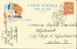 Guerre 14 Carte Postale Des Alliés Drapeaux Franchise Militaire Fausse Semeuse CP FM Le Droit Vaincra La Force - Guerra Del 1914-18