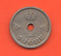 Norvegia 50 øre 1946 Norway Norge Nickel Coin - Norvegia