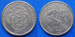 SEYCHELLES - 10 Cents 2003 "Yellowfin Tuna" KM# 48.2 Republic (1976) - Edelweiss Coins - Seychelles