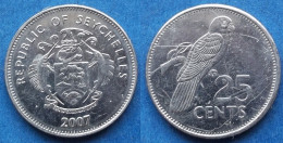 SEYCHELLES - 25 Cents 2007 PM "Black Parrot" KM# 49a Republic (1976) - Edelweiss Coins - Seychelles