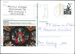 Allemagne 1991. Entier Postal Touristique. Cathédrale De Paderborn. Vitrail, La Vie De Saint Liborius, Liboire Du Mans - Vetri & Vetrate