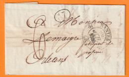 1837 - Lettre Pliée De NANTES, (fleurons) Vers ORLEANS (fleurons) - Décime Rural - Taxe 6 - 1801-1848: Vorläufer XIX