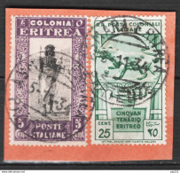 Colonie Em.Generali 1933 Sass.25 Su Frammento O/Used VF/F - Emissioni Generali