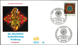 Allemagne 1978 Y&T 824. Premier Jour, Congrès Des Catholiques à Fribourg-en-Brisgau. Rosace De La Cathédrale, Vitrail - Verres & Vitraux