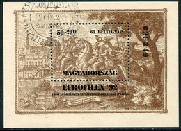 HUNGARY 1992 EUROFILEX Stamp Exhibition Block Used.  Michel Block 221 - Oblitérés