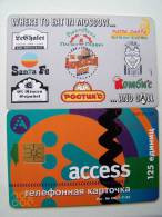 Advertising Where To EAT In Moscow... Chip Phone Card From RUSSIA Russie Russland Access 125un. - Publicité