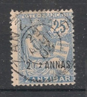 ZANZIBAR - 1902-03 - N°YT. 51 - Type Mouchon 2 1/2a Sur 25c Bleu - Oblitéré / Used - Used Stamps