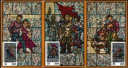 Allemagne De L'Est 1968 Y&T 1042 à 1044. Peintures Sur Verre Du Musée Du Résistant De Sachsenhausen - Glasses & Stained-Glasses