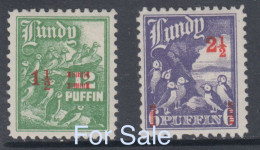 05. #L18 Great Britain Lundy Island Puffin Stamp 1943 Provisionals Pair Mint Retirment Sale Price Slashed! - Emissione Locali