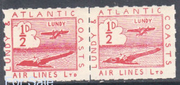 #29 Great Britain Lundy Island Puffin Stamp 1939 Red L.A.C.A.L. Air Stamp Cat #19(b) Broken Cloud Price Slashed! - Emissions Locales