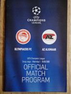 Programme Olympiacos FC - AZ Alkmaar - 16.9.2009 - UEFA Champions League - Holland - Programm - Football - Soccer - Libros