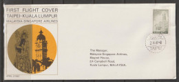 Malaysia-Singapore Airline (MSA) 1967 Taipei-Kuala Lumpur First Flight Cover - Malaysia (1964-...)