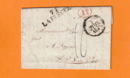 1830 - Marque Postale 71 LA FLECHE, Sarthe  Sur Lettre Filiale Pliée  Vers FAYENCE, Var - Taxe 10 - 1801-1848: Precursors XIX