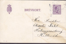 Denmark Postal Stationery Ganzsache 15 Øre Chr. X. (77-H) Sent To Joiner In HILLERØD (2 Scans) - Interi Postali