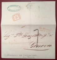 „DA MARSIGLIA VIA DI MARE“cover>GENOVA1854from CONSTANTINOPLE Via FORWARDER J.PIANELLO MARSEILLE FRANCE(lettera Acheminé - Sardaigne