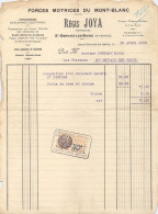 Lot 2 Factures Timbrées Des Forces Motrices Du Mont-Blanc Régis Joya Propriétaire à St Gervais Les Bains 1933/1944 - Electricité & Gaz