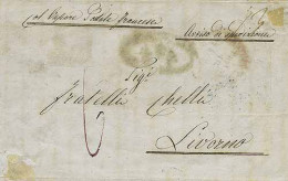 GRANDUCATO DI TOSCANA - Tipologia: B - A Napoli A Livorno Dell'1.12.1857 Con "Col Vapore Postale Francese" + Tassa "6" E - Toscane