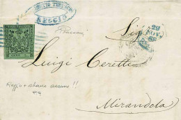 DUCATO DI MODENA - Tipologia: B - Da Reggio A Mirandola Del 29.11.1858 Con C.5 Verde Con Punto Dopo La Cifra N.13 - Sass - Modène