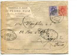 ESPAGNE VITORIA 1916- Aff. Sur Lettre à En Tête Avec Censure - Covers & Documents