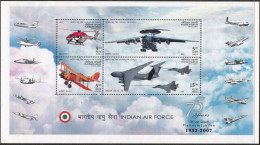 INDIA 2007 75 YEARS OF INDIAN AIR FORCE MINIATURE SHEET MS MNH - Unused Stamps