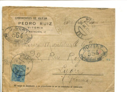 ESPAGNE VITORIA 1916- Affranchissement Sur Lettre à En Tête Avec Censure (Echantillon Sans Valeur) - Covers & Documents