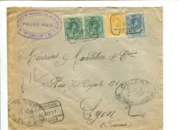 ESPAGNE VITORIA 1917 - Affranchissement  Mixte Sur Lettre Recommandée Avec Censure - Covers & Documents