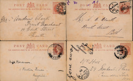 4 POST CARS  1899 LONDON, 1884 LEITH ,1884 DUNBAR , 1893 EDINGBURCH        2 SCANS - Covers & Documents