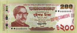 BANGLADESH 2020 P67as 200 TAKA SPECIMEN UNC BANKNOTE - Bangladesh