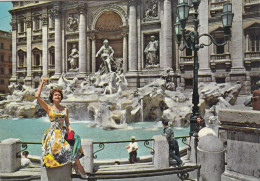 CARTOLINA  ROMA,LAZIO-FONTANA DI TREVI-STORIA,MEMORIA,CULTURA,RELIGIONE,IMPERO ROMANO,BELLA ITALIA,VIAGGIATA 1963 - Fontana Di Trevi