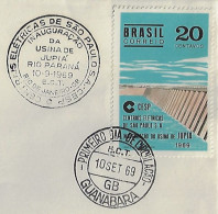 Brazil 1969 First Day Cover Commemorative Cancel Inauguration Of The Jupiá Hydroelectric Power Plant On The Paraná River - Elektriciteit