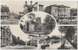 Stafford. Multiview. Bridge Street, Victoria SquareIsaak Walton Walk, Market Square, St Mary's Church. Real Photo - Other & Unclassified