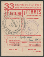 Coupon D'achat 1943 St.Gengoux Le National ( Saone-et-Loire ) " Chaussures Fantaisie Pour Femmes  " Carte Ravitaillement - Fictifs & Spécimens