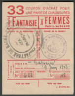 Coupon D'achat 1943 St.Gengoux Le National ( Saone-et-Loire ) " Chaussures Fantaisie Pour Femmes  " Carte Ravitaillement - Fiktive & Specimen