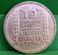 FRANCE MONNAIE ARGENT . RARE 10 FRANCS TURIN 1937 - 10 Francs