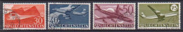 LIECHTENSTEIN 1960  POSTA AEREA  AEREI DIVERSI  UNIF. 34-37  USATA    XF - Luchtpostzegels