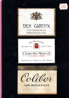 3 Etiquettes  Anciennes Grand Vin MOUSSEUX  DES GRIEUX & BUFFARDEL FRERES & COLIBOR &  Lot B6 - Lots & Sammlungen