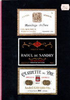 3 Etiquettes  Anciennes Grand Vin MOUSSEUX  HERMITAGE St PONS &RAOUL De SANDRY & ANDRE GIRARD  &  Lot B4 - Collezioni & Lotti