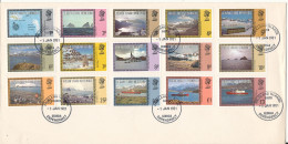 Falkland Islands Dependencies South Georgia FDC 1-1-1981 Set Of 15 Definitives (LANDSCAPES) - South Georgia