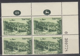 ISRAEL, 82. 4erBlock, Postfrisch **, Mit Auftrags- Und Bogennummer, Straße Nach Jerusalem, 1953 - Nuovi (senza Tab)