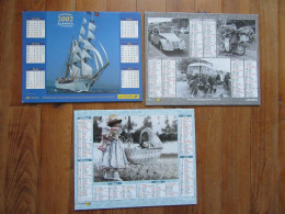 Lot De 3 Calendriers Des PTT   De L'Ain  Almanach Du Facteur     Voilier, Voiture - Grand Format : 2001-...