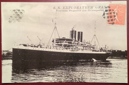 Oblit. PAQUEBOT De DJIBOUTI / COTE DES SOMALIS 1929 Sur Semeuse Lignée Cpa S.S EXPLORATEUR GRANDIDIER (ship Mail - 1903-60 Semeuse Lignée